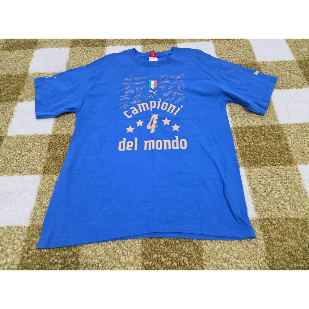 Puma Italia Campioni del Mondo 4 Blue Soccer T-Shirt Mens Large Italy World Cup